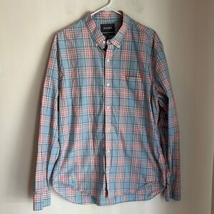 Bonobos Men’s button down Casual Blue and Pink Checkered plaid slim fit Shirt XL